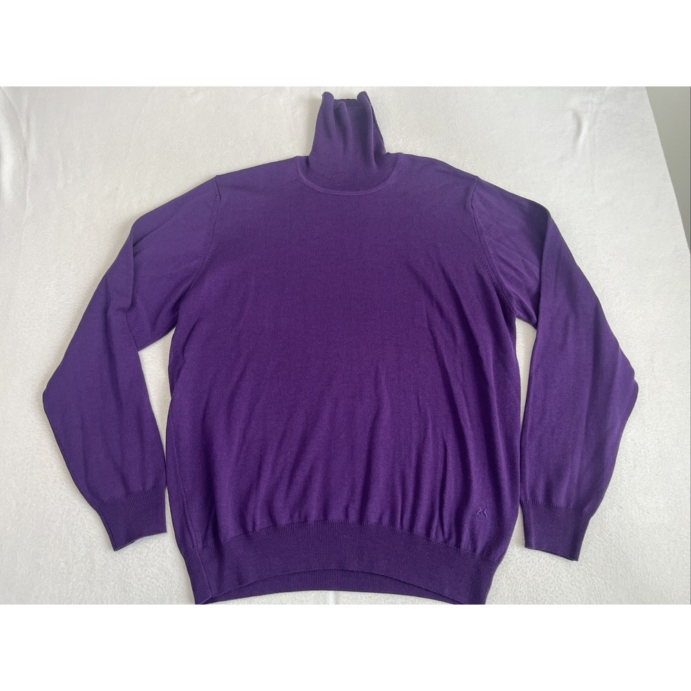 Peter Christian Purple Merino Wool Turtleneck Sweater Mens Large Vintage